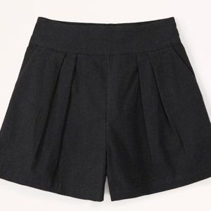 Abercrombie & Fitch Black Linen-Blend Pull-On Shorts